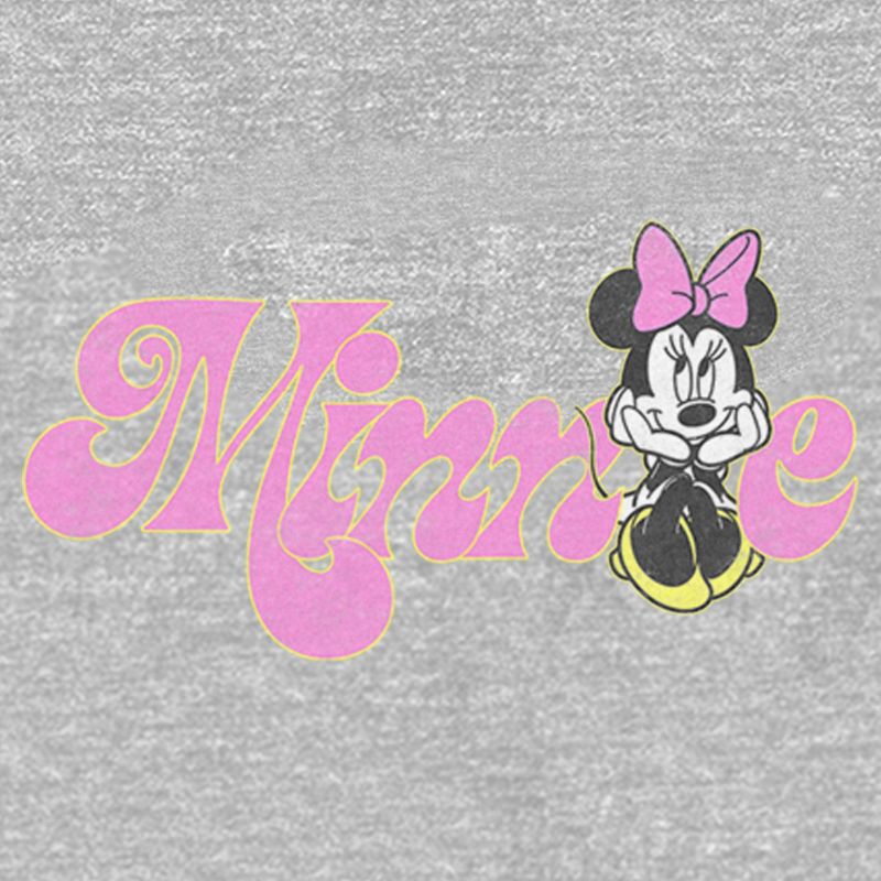 Junior's Minnie Mouse Distressed Retro Pink Logo  Sweatshirt - Heather Gray - X Small, 2 of 3