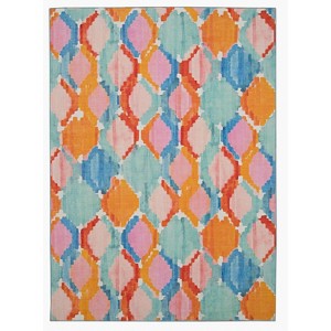 5'x7' Padgett Washable Outdoor Rug Aqua Blue/Orange - Linon - 1 of 4