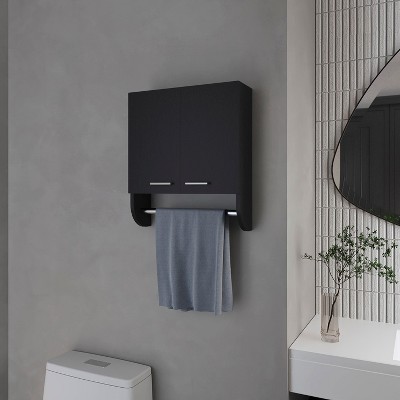 Goodyear Medicine Cabinet in Melamine With a Towel Bar, Black