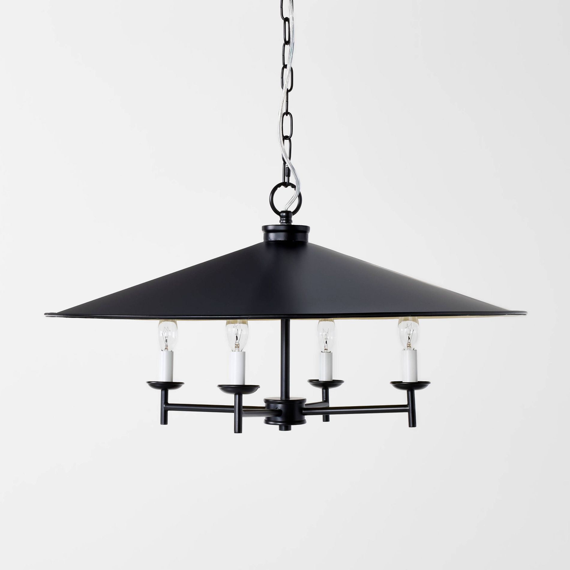 4-Arm Candlestick Chandelier with Large Metal Shade Black - Threshold™ designed with Studio McGee: UL Listed,Adjustable Height