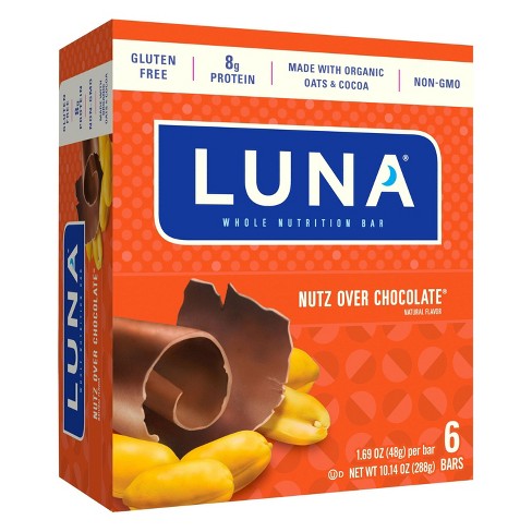 Luna Bar Nutz Over Chocolate Nutrition Bar - 6ct : Target