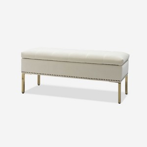 Eduard Channel tufted Upholstered Contemporary Velvet Flip-Top Storage Bench with Nailhead Trim |HULALA HOME - 1 of 4