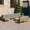 vidaXL Patio Furniture Set 10 Piece Outdoor Sectional Sofa Solid Wood Pine - Natural With Cushion - 2 of 4