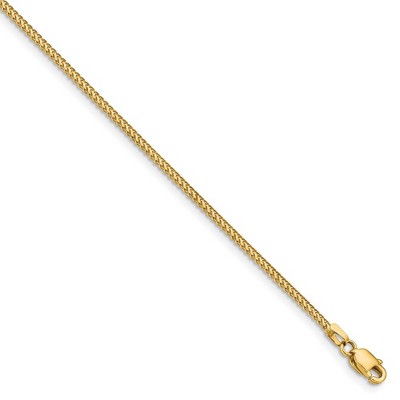 Black Bow Jewelry 1mm, 14k Yellow Gold, Solid Franco Chain Bracelet