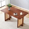 FURNIinspire Dining Tables Country Retro Wood Dining Room Table, Modern Rattan Dining Table, Multifunctional Table, Walnut Brown, 59"*35.4"*30" - 4 of 4