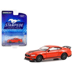 2021 Ford Mustang Mach 1 Race Red w/Black Stripes "The Drive Home to the Mustang Stampede" 1/64 Diecast Model Car by Greenlight - 1 of 3