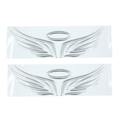 Unique Bargains Silver Tone Angel Wings Pattern Auto Car Sticker 3D Reflective Decal 2 Pcs