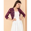 INSPIRE CHIC Women's Elegant 3/4 Sleeve Sheer Floral Lace Open Front Crop Shrug - 2 of 4