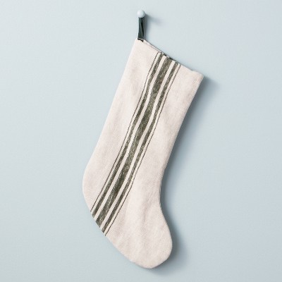 Engineered Stripe Woven Christmas Stocking Green/Sour Cream - Hearth & Hand™ with Magnolia