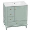 JUJABU 30" Freestanding Bathroom Vanity with Ceramic Basin, Soft-Close Door, 3 Drawers & Storage Shelves - 2 of 4