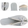 Perphy Women's Peep Toe Pearl Decor Slip-on Flat Slides Mules - 3 of 4