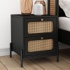 3-Piece Modern Cannage Rattan Bedroom Sets, Queen Size Platform Bed with 2 Nightstands 4A - ModernLuxe - 3 of 4