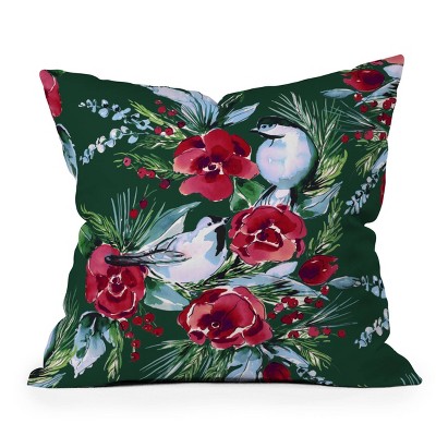 16"x16" Jacqueline Maldonado Winter Birds Square Throw Pillow Green - Deny Designs