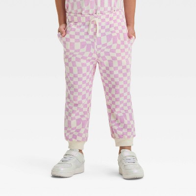 Grayson Mini Toddler Girls' Checkerboard Printed Pull-On French Terry Jogger Pants - Pink