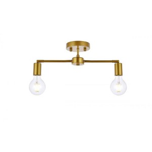 Elegant Lighting Zane 2 lights brass flush mount - 1 of 4