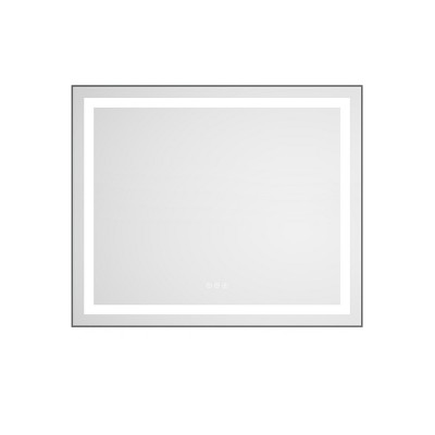 ChicFurnit Bathroom Vanity Mirrors Rectangle Frame Wall Mirror Anti Fog Mirror Decorative Wall Mirrors for Bathroom, Silver, 36"*1.5"*30"