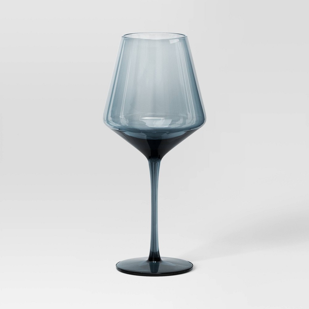 Photos - Glass 19.6oz Stemmed Wine  Blue - Threshold™