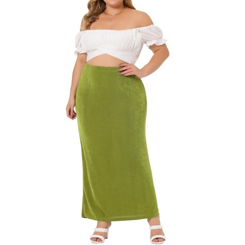 uhøjtidelig Farmakologi dokumentarfilm Agnes Orinda Women's Plus Size High Waist Stretch Elegant Bodycon Maxi Long  Casual Pencil Skirt Green 4x : Target