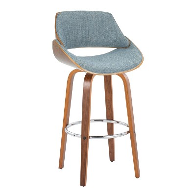 Fabrizzi Blue Wood and Metal Swivel Barstool Set