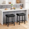 Whizmax 24 Inch Black Backless Saddle Barstools Set of 2, Counter Height Upholstered Padded Barstools with Curved Surface, Metal Leg and Footrest - 3 of 4