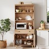 Wooden Storage Cabinet with 6 Shelves & Doors, Freestanding Bookcase with Drawer for Living Room, Office, Bedroom - 2 of 4