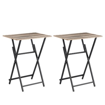 Vynxaria 2-Piece Folding TV Tray Tables ¨C No Assembly Portable Sofa Side Tables for Small Spaces, Industrial Style