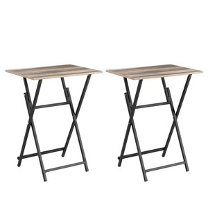 Vynxaria 2-Piece Folding TV Tray Tables ¨C No Assembly Portable Sofa Side Tables for Small Spaces, Industrial Style - 1 of 4
