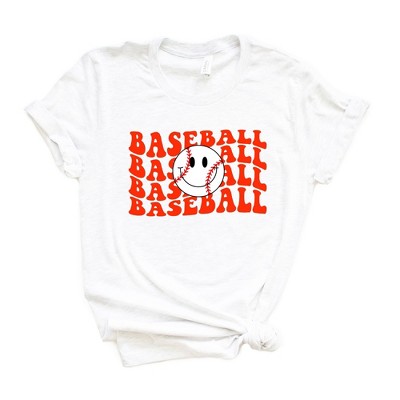 Simply Sage Market Women's Baseball Stacked Smiley Face Short Sleeve Graphic Tee
