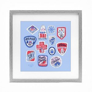 Stupell Industries Dog Ski Tickets Placement Framed Print Under Glass Art - 1 of 4