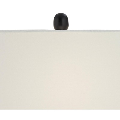 Set of 2 Black Metal Table Lamps with USB Ports and White Shades