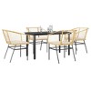 vidaXL 5 Piece Patio Dining Set with Cushions Brown and Cream White Poly Rattan Glass - 55.1" x 27.6" x 29.1" - 2 of 4
