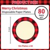 Hachikiko Red and Black Buffalo Plaid Paper Plates, 80 Count Lumberjack Decorative Party Plates Gingham Disposable Dinner Plates Plaid Party Supplies - 2 of 4