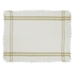 Saro Lifestyle Trendy Fringed Stripe Placemat (Set of 4), Beige, 13"x19" - 1 of 4