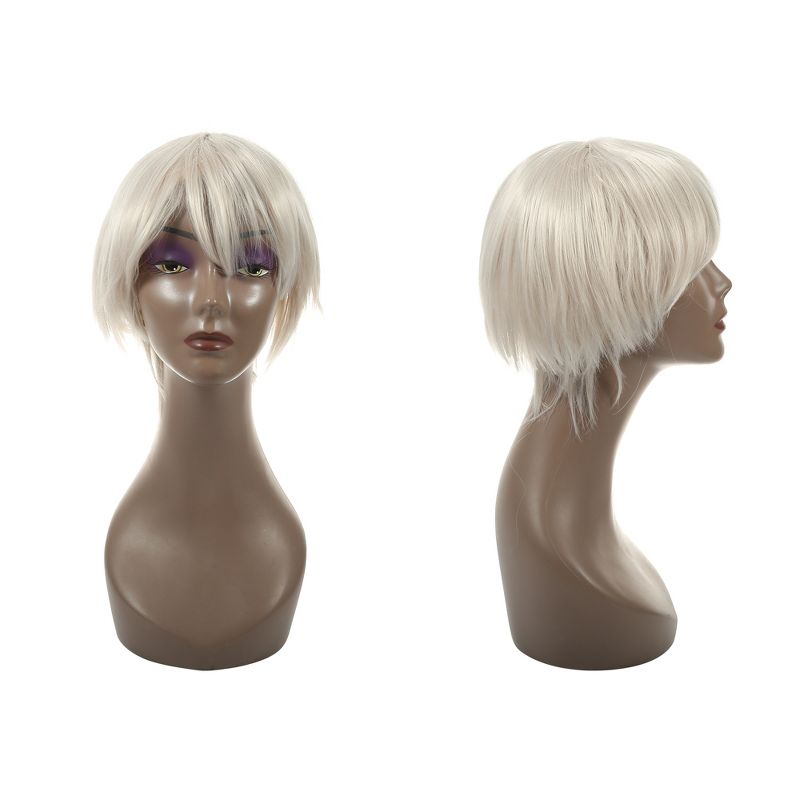 Unique Bargains Wigs for White Women Wigs Women's 12" White with Wig Cap Straight Hair, 5 of 7