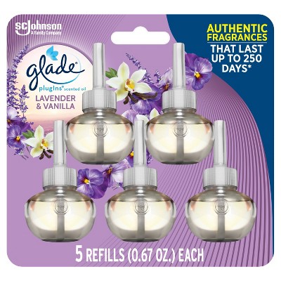 Glade PlugIns Scented Oil Air Freshener Lavender & Vanilla Refill - 3.35oz/5ct