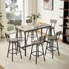 Hooseng Bar Table And Chairs Set of 7, Farmhouse Counter Height Pub Set for 6 Dining Table Set, Tall Dining with 6 PU Leather Chairs - 2 of 4