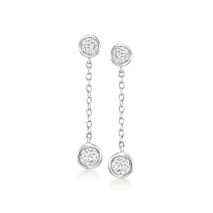 Ross-Simons 0.50 ct. t.w. Bezel-Set Diamond Drop Earrings in Sterling Silver - 1 of 3