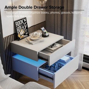 CIPACHO Set of 2 Minimalist Wall-Mounted Black Nightstands - 2 Drawers with LED Strip, 3-Section Slides & Anti-Shaking Hardware - 1 of 4