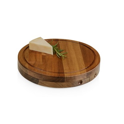 Acacia Wood Round Cheese Serving Board with Tools Set