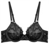 Clotth Women's Comfortable Bra - Floral Lace-Trimmed Steel-Support Push, Push Up Everyday Bras Lingerie, Black - 4 of 4