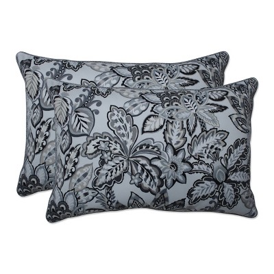 2pc Outdoor/Indoor Oversized Rectangular Throw Pillow Set Copeland Noir Black - Pillow Perfect
