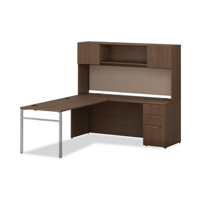 Sepia Walnut 72" Laminate Desk Hutch with 3 Compartments
