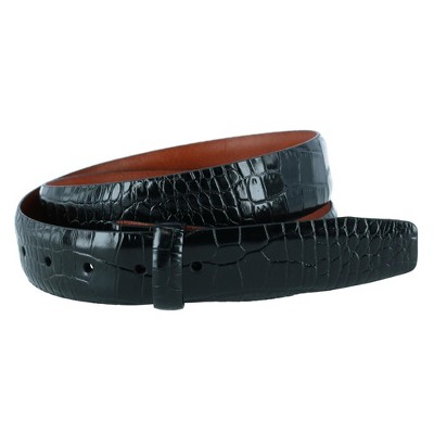 Trafalgar Leather Mock Crocodile Print No Buckle Harness Belt Strap