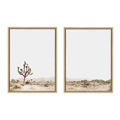 Natural Brown Framed Desert Landscape Canvas Art Set, 24 inches