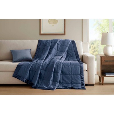 Full/Queen Blue Down Alternative Blanket with Satin Trim