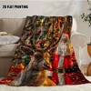 Lomsoe Christmas Santa & Reindeer Print Flannel Blanket - All Seasons Soft and Warm Throw Blanket for Bed, Napping, Camping, Travel, Office - 4 of 4