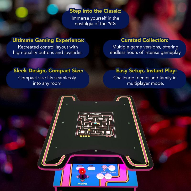 Arcade1Up Ms. PAC-MAN Head-to-Head Arcade Table with 12 Games, Multiplayer Control Panel, and 17-Inch Color LCD Screen, Black Series Edition, 5 of 8