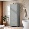 Tall Bathroom Storage Cabinet, Freestanding Storage Cabinet with Two Drawers and Adjustable Shelf, MDF Board with Painted Finish - Leovsnove - 2 of 4