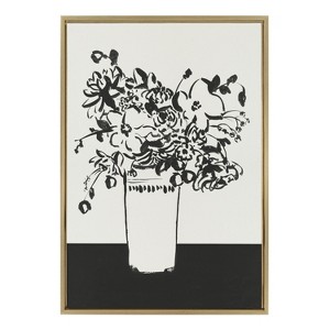 Kate and Laurel 1043 Black and White Vase by Teju Reval, 23x33, Bright Gold - 1 of 4