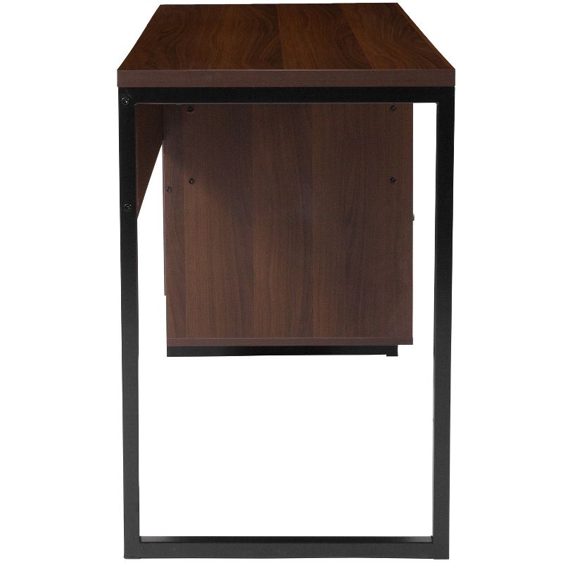 Emma and Oliver Rustic Coffee Wood Grain Finish Computer Desk with Metal Frame, 5 of 12